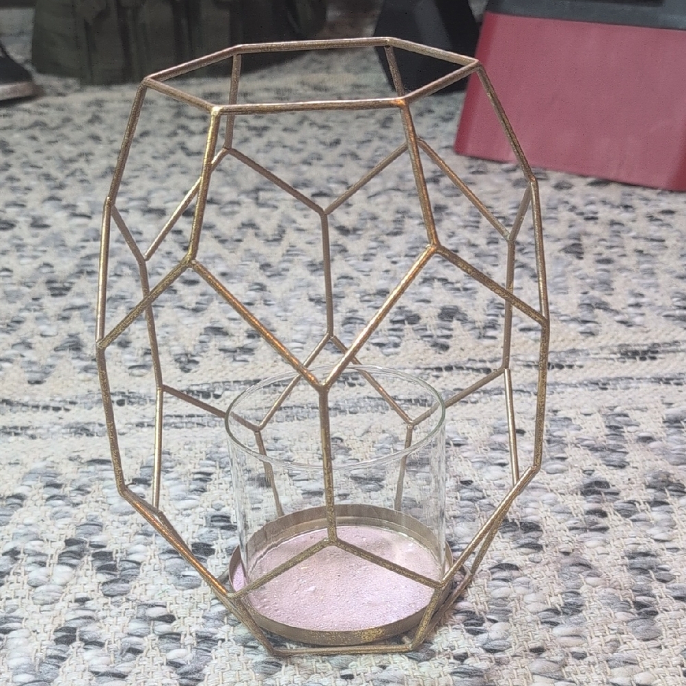 Geometric Gold Candle Holder
